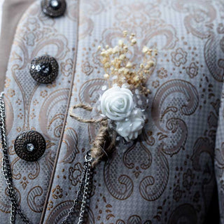 Ramillete adorno solapa Blanco y beige Ref. 003