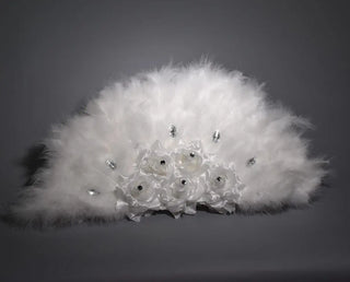 ABANICO PEDRERIA Y ROSAS BLANCO REF. 1236