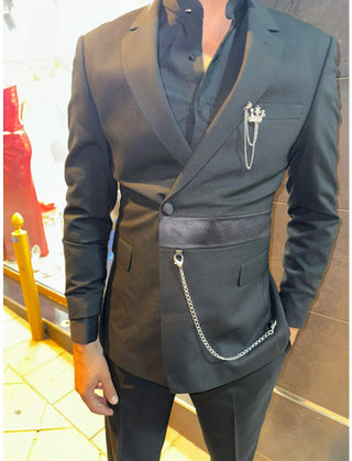 TRAJE NEGRO CON CADENA PLATA REF. 2013