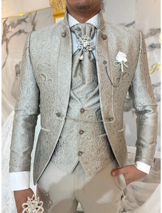 Traje ceremonia brocado beige Ref. 527