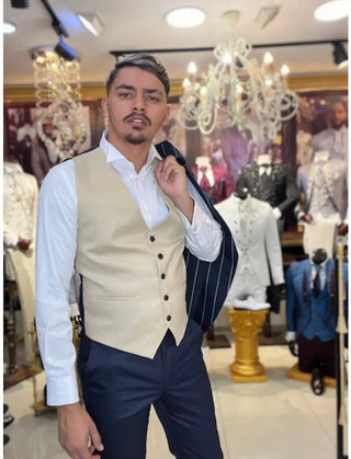 TRAJE RALLA  AZUL Y BEIGE REF. 1578