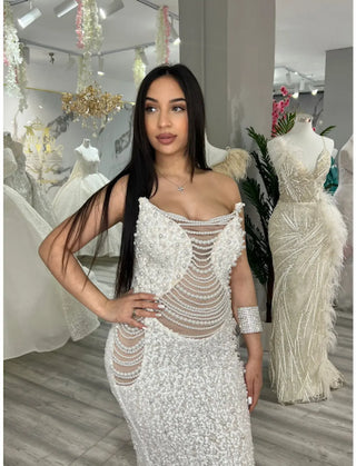 VESTIDO BLANCO DE PERLAS REF. 1774
