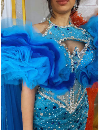VESTIDO ALTA COSTURA AZUL REF. 1879