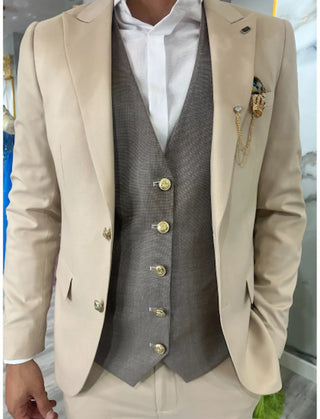 TRAJE BEIGE CON CHALECO REVERSIBLE REF. 1838