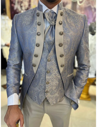 TRAJE BEIGE Y AZUL REF. 1528