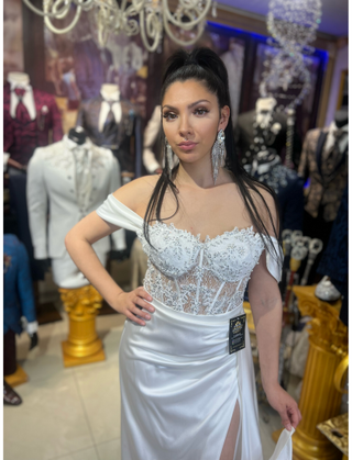 VESTIDO BLANCO CON CORSET REF. 1305