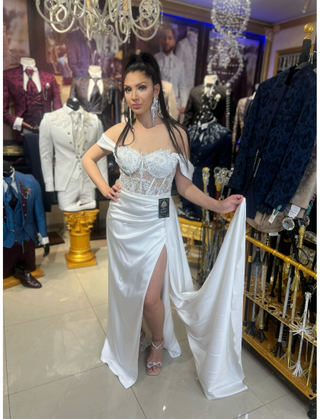 VESTIDO BLANCO CON CORSET REF. 1305