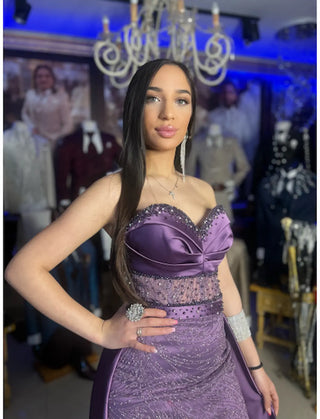 VESTIDO DE PEDRERIA CON CAPA REF. 1317