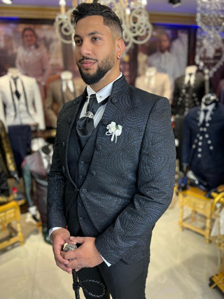 REF 1191 TRAJE CEREMONIA AZUL NOCHE Y NEGRO